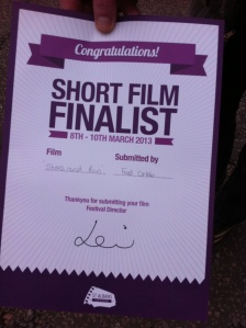 Certificate for shortlisted entries